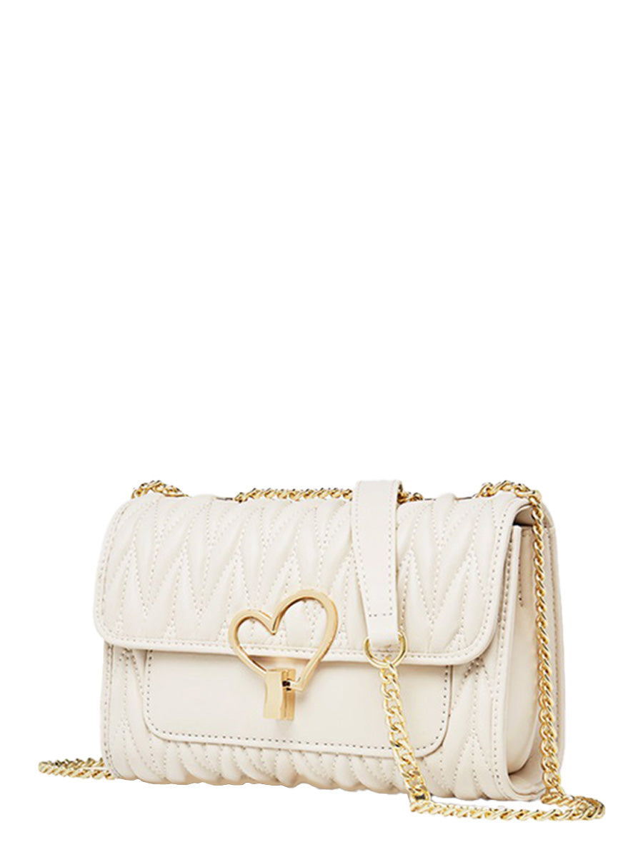 Heart Lock Quilted Chain Shoulder Bag