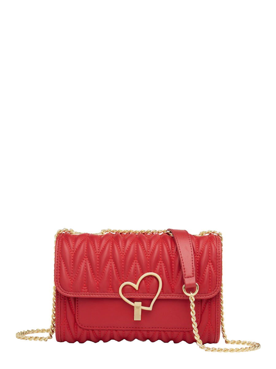 Heart Lock Quilted Chain Shoulder Bag