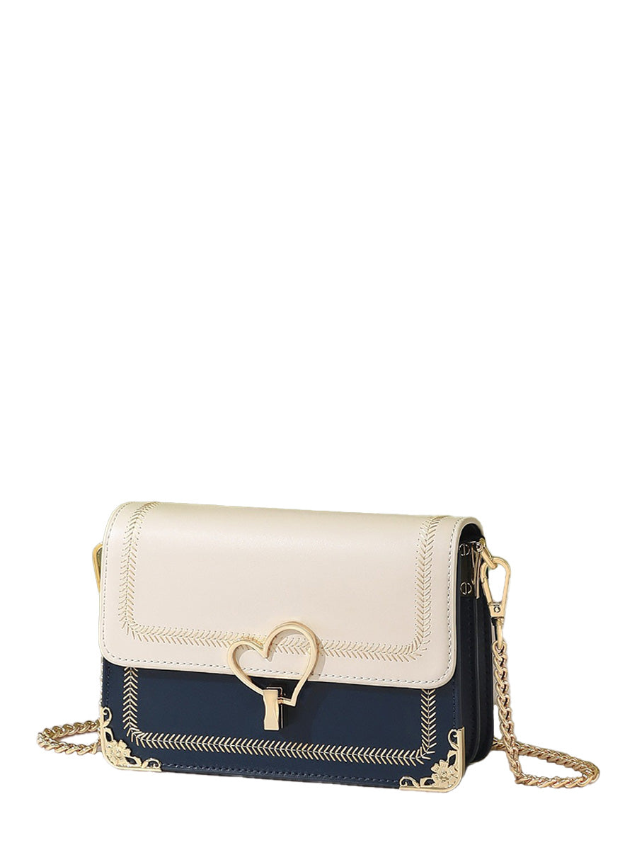 Leather Chain Crossbody Square Bag
