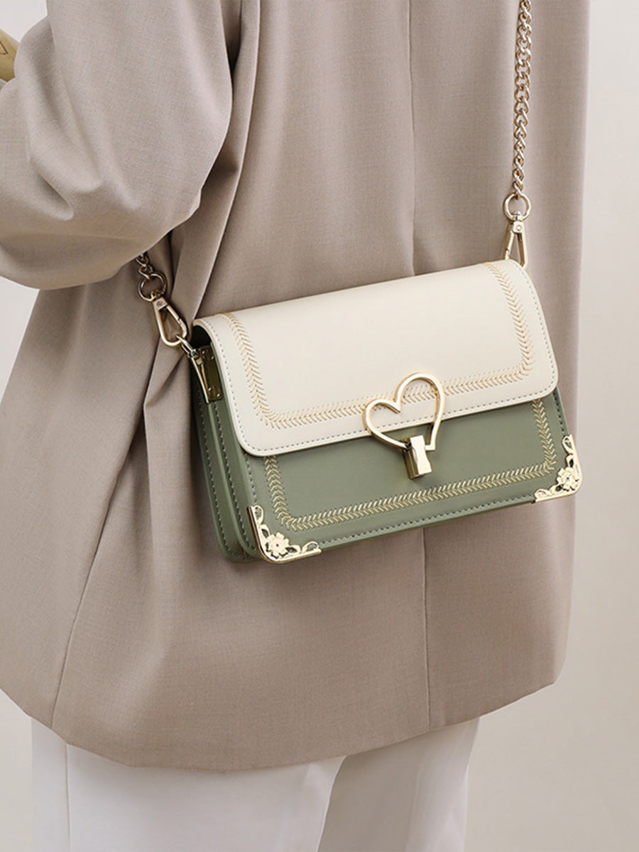 Leather Chain Crossbody Square Bag
