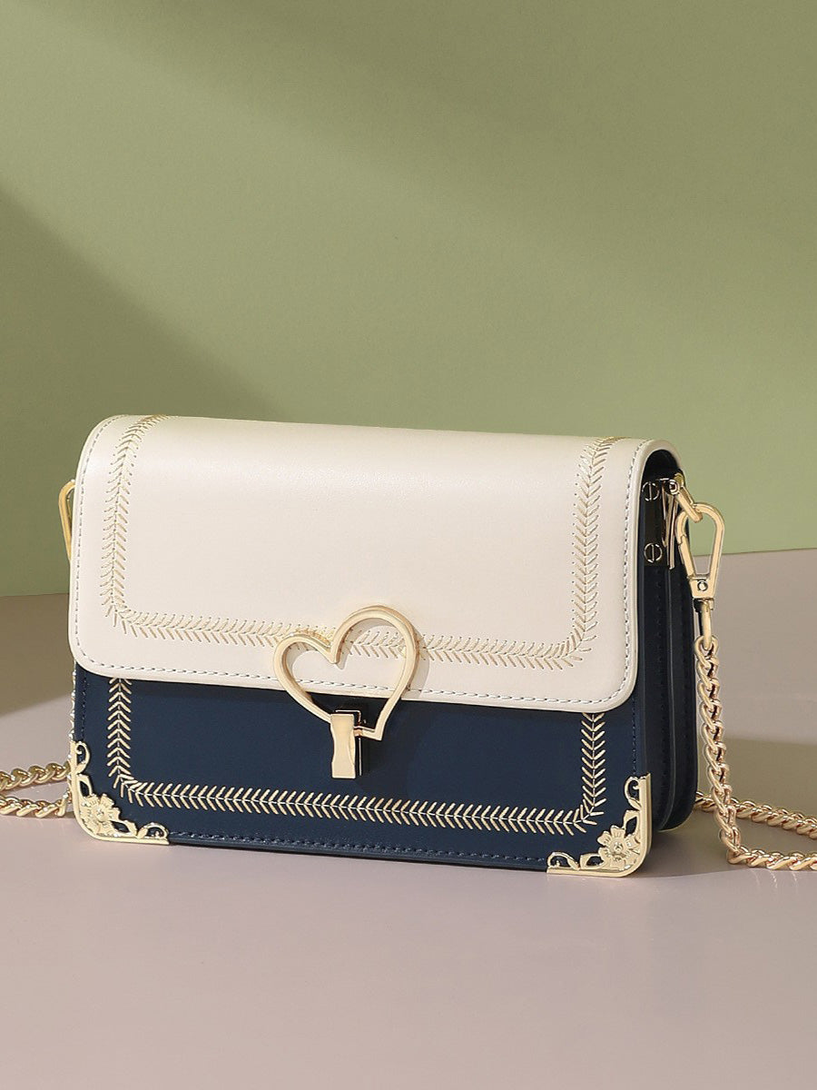 Leather Chain Crossbody Square Bag
