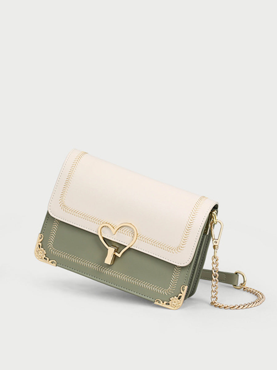 Leather Chain Crossbody Square Bag