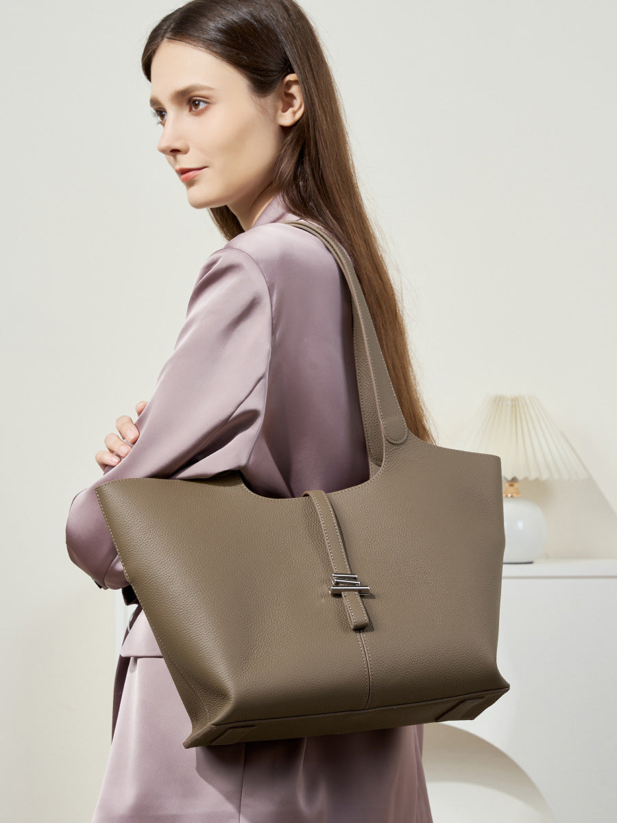 Pebbled Leather Bell Tote