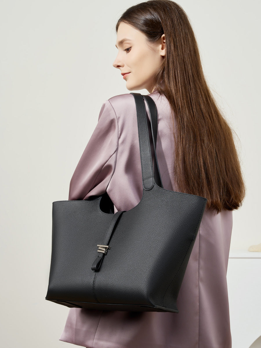 Pebbled Leather Bell Tote