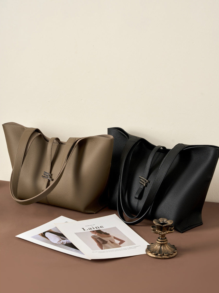 Pebbled Leather Bell Tote