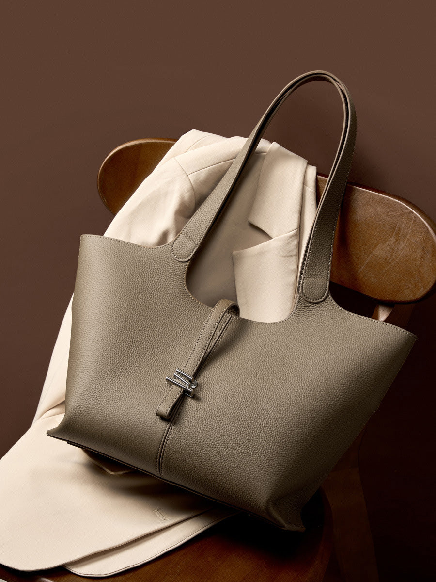 Pebbled Leather Bell Tote