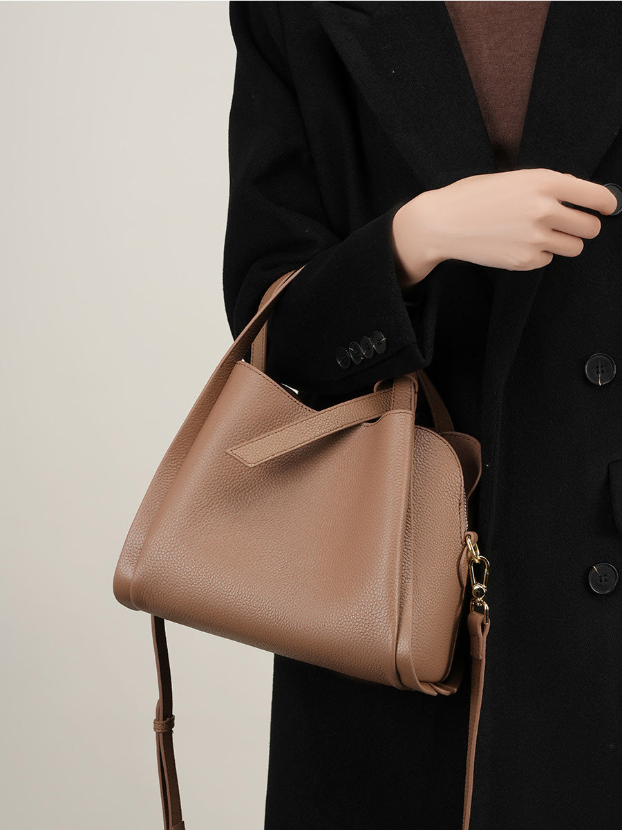 Pebbled Leather Bucket Bag