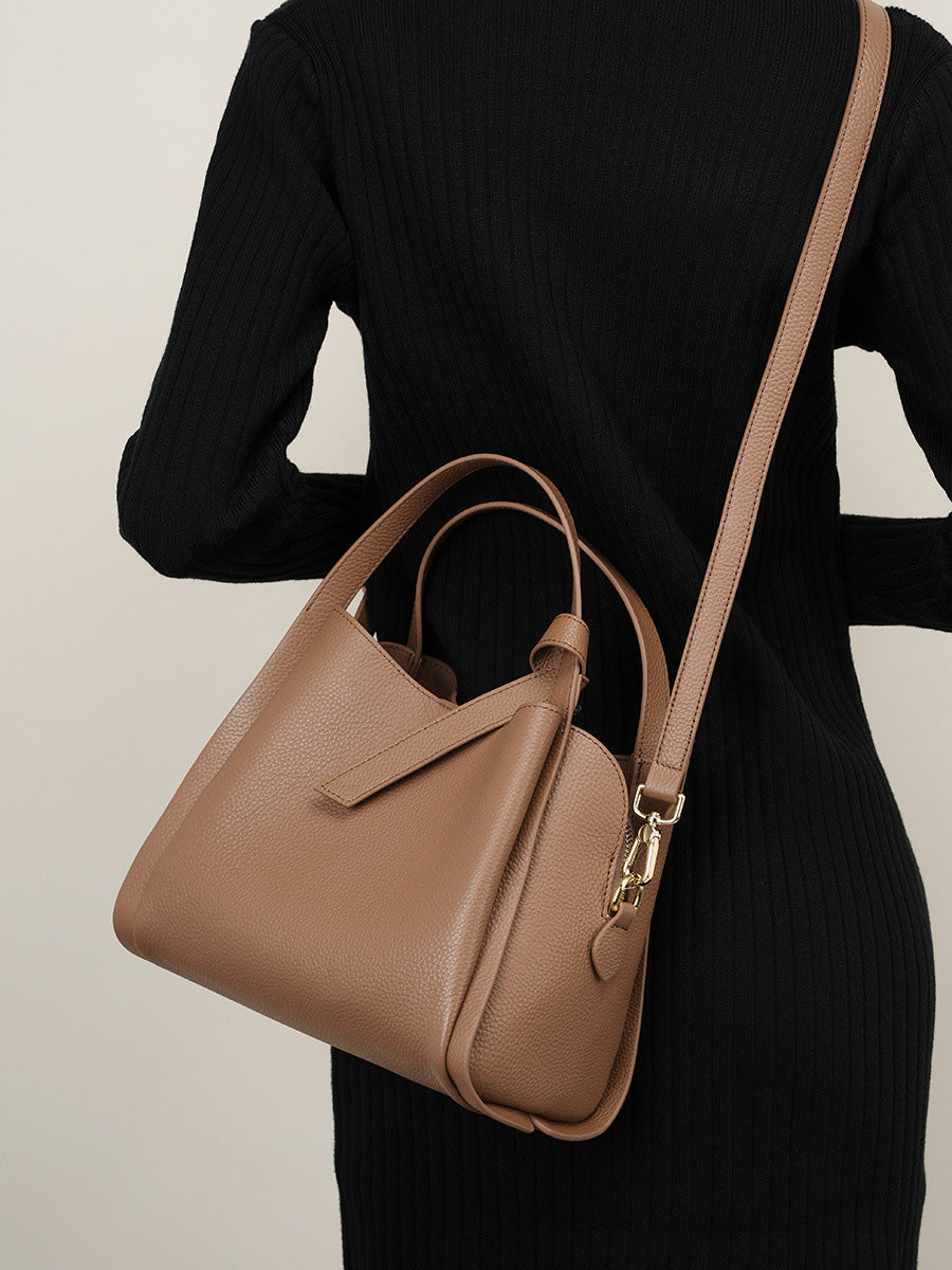 Pebbled Leather Bucket Bag