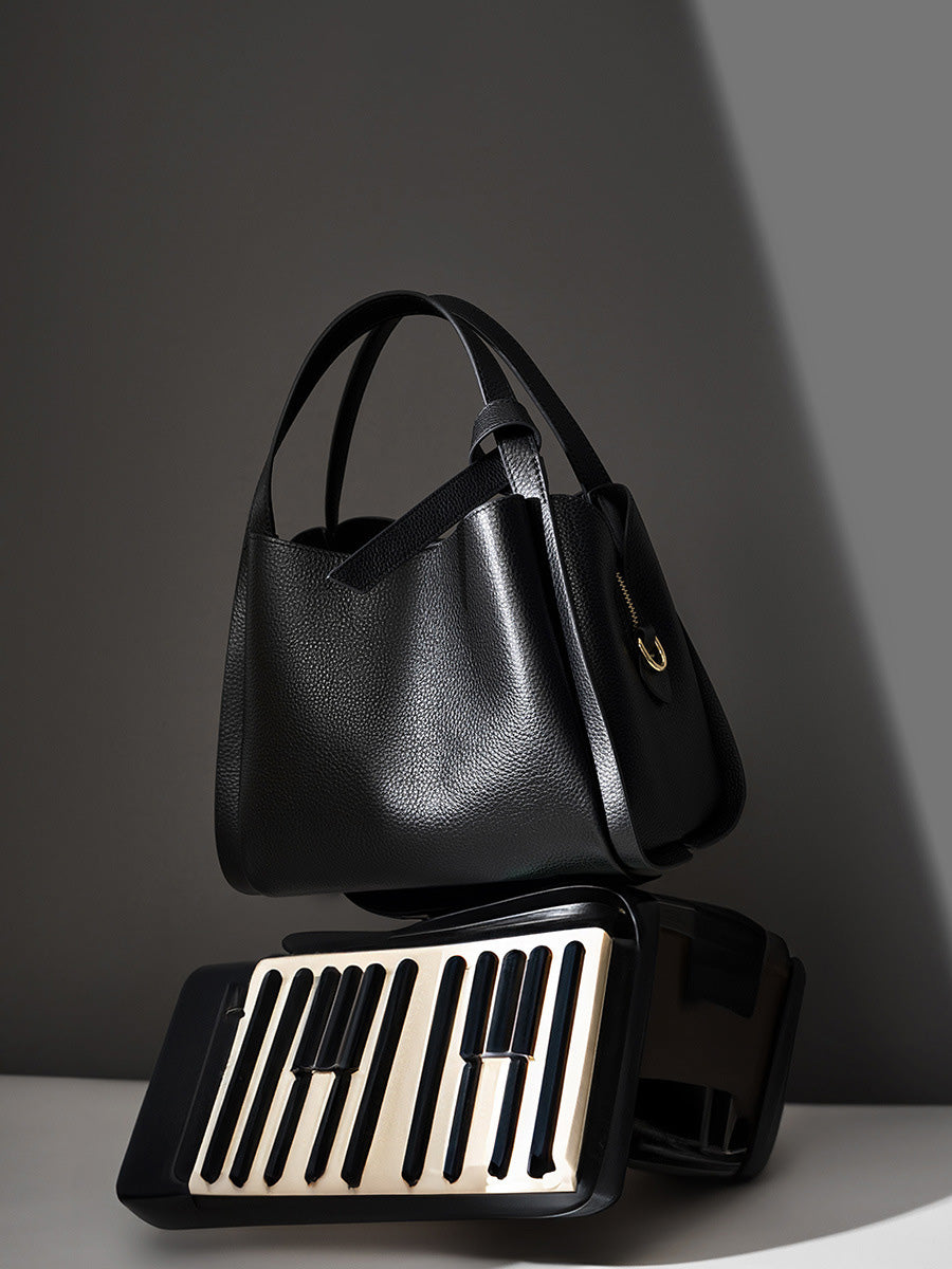 Pebbled Leather Bucket Bag
