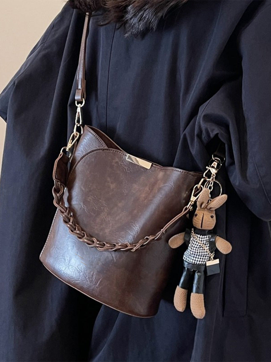 Retro Leather Bucket Bag