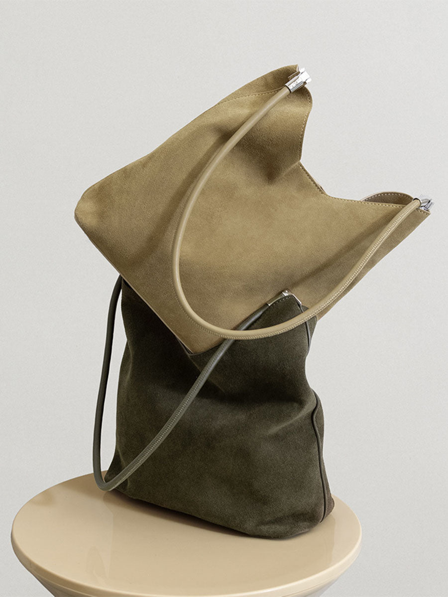 Suede Leather Bucket Bag
