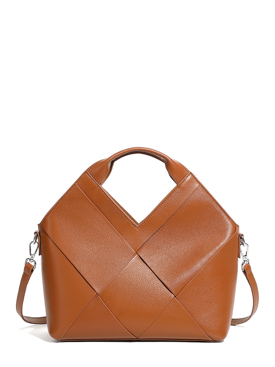 V-Shaped Woven Handbag