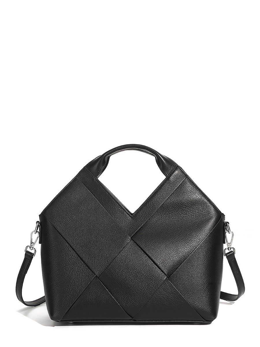 V-Shaped Woven Handbag