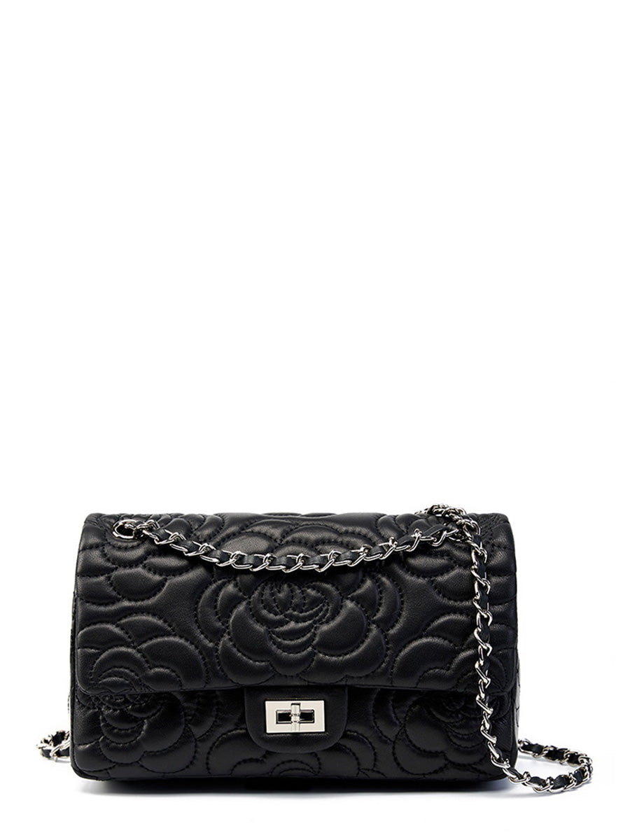 Camellia Quilted Chain Shoulder Bag