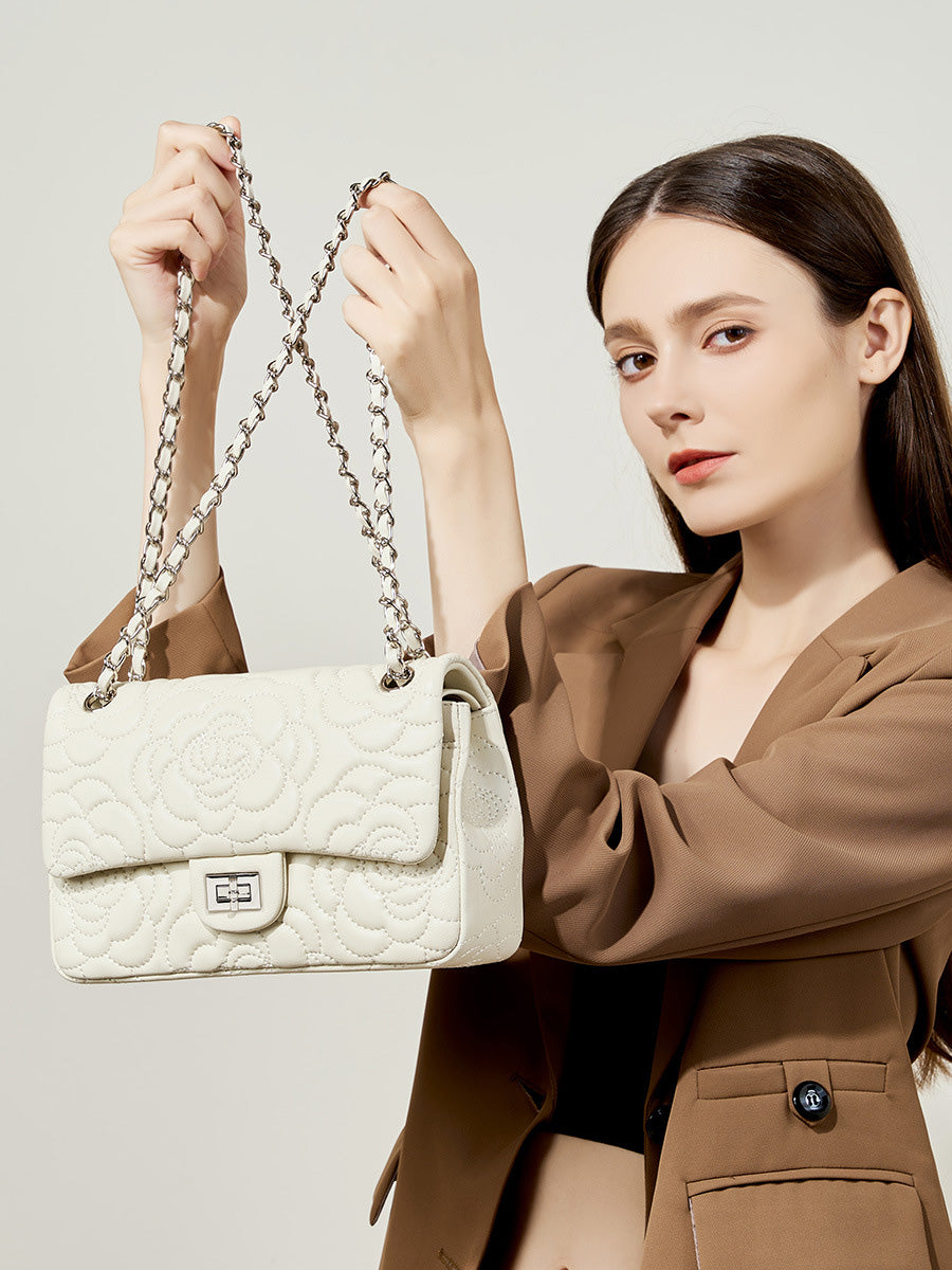 Camellia Quilted Chain Shoulder Bag