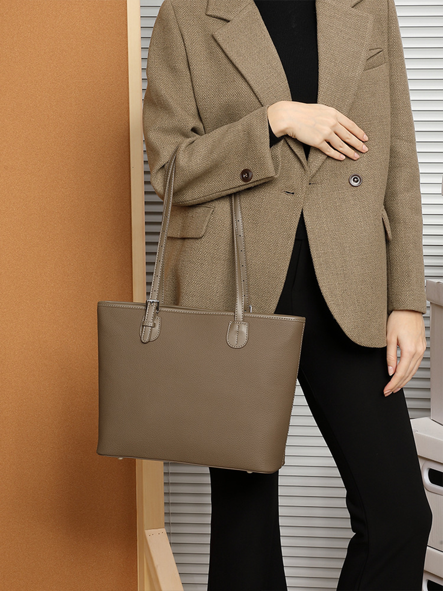 Grain Leather Work Tote Bag