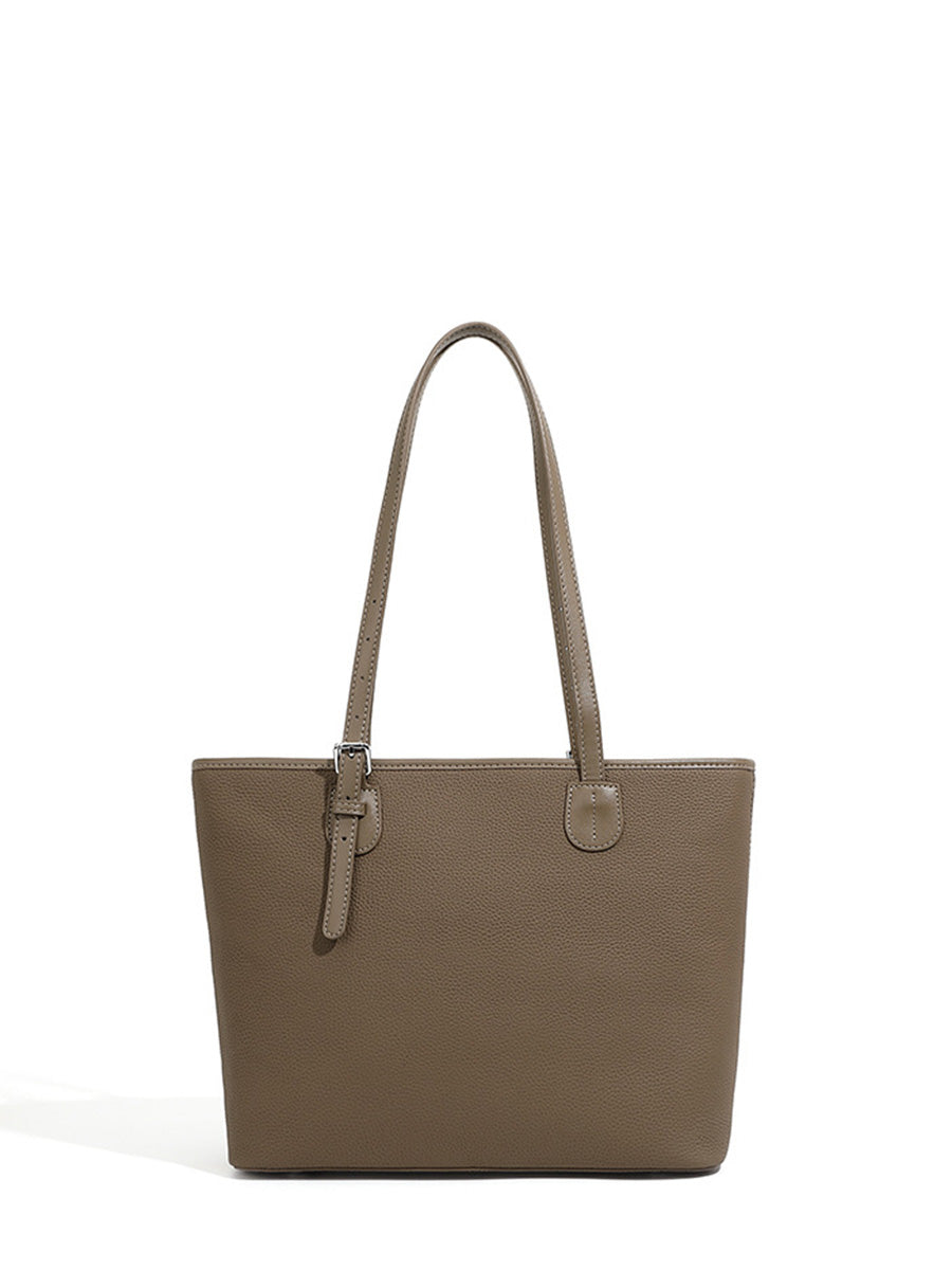 Grain Leather Work Tote Bag
