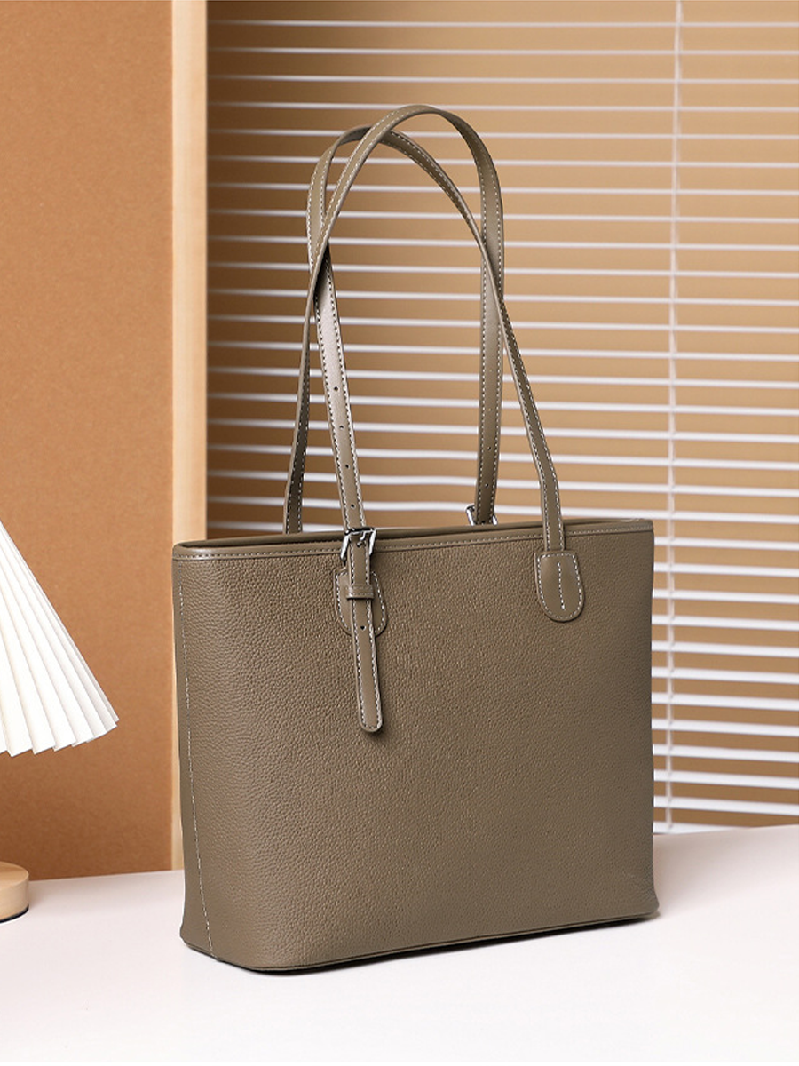 Grain Leather Work Tote Bag