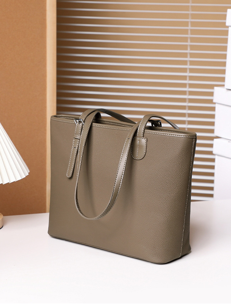 Grain Leather Work Tote Bag