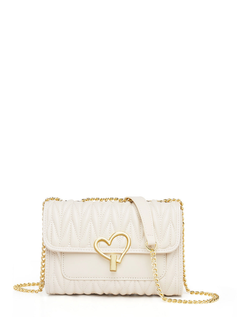 Heart Lock Quilted Chain Shoulder Bag