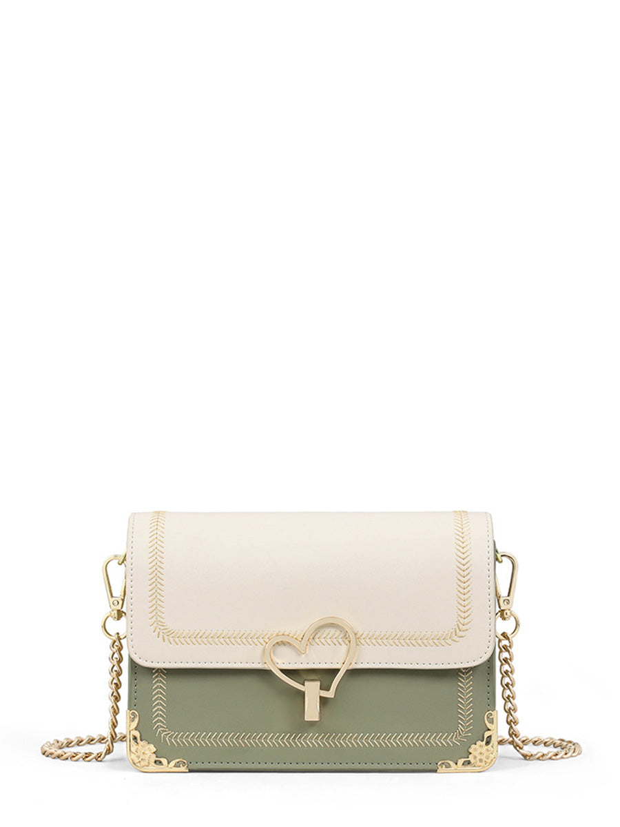 Leather Chain Crossbody Square Bag
