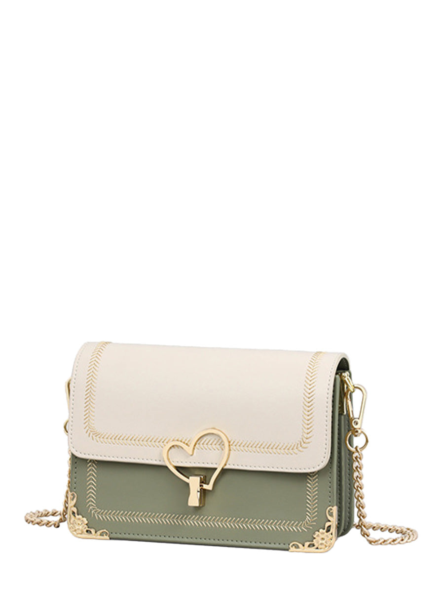 Leather Chain Crossbody Square Bag