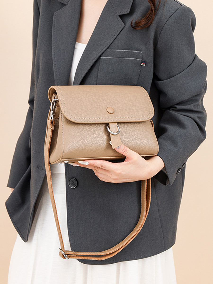 Pebbled Leather Box Crossbody