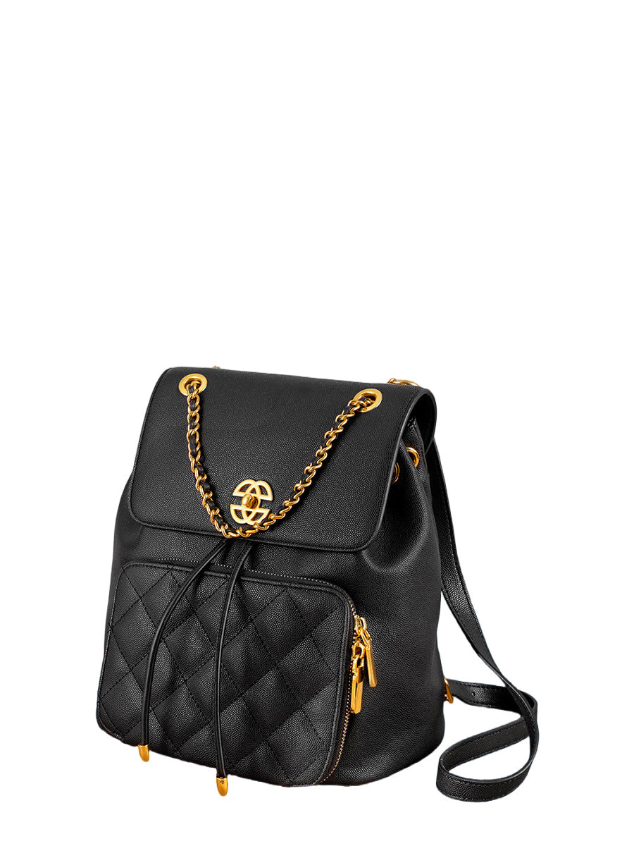 Quilted Chain Flap Backpack