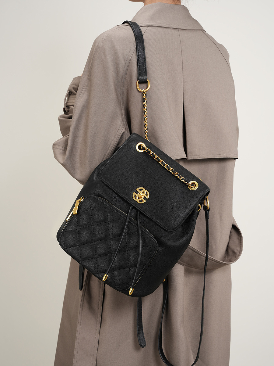 Quilted Chain Flap Backpack