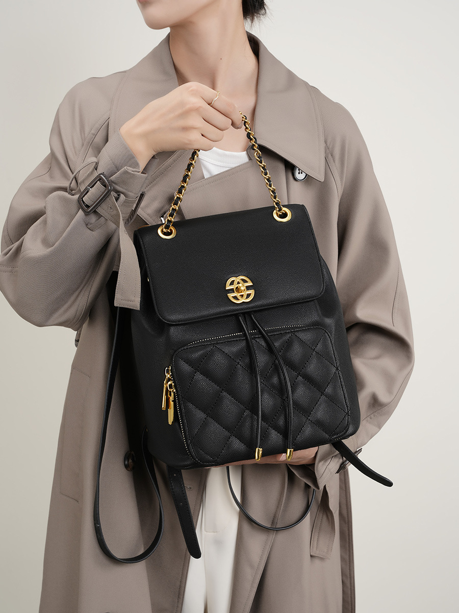 Quilted Chain Flap Backpack