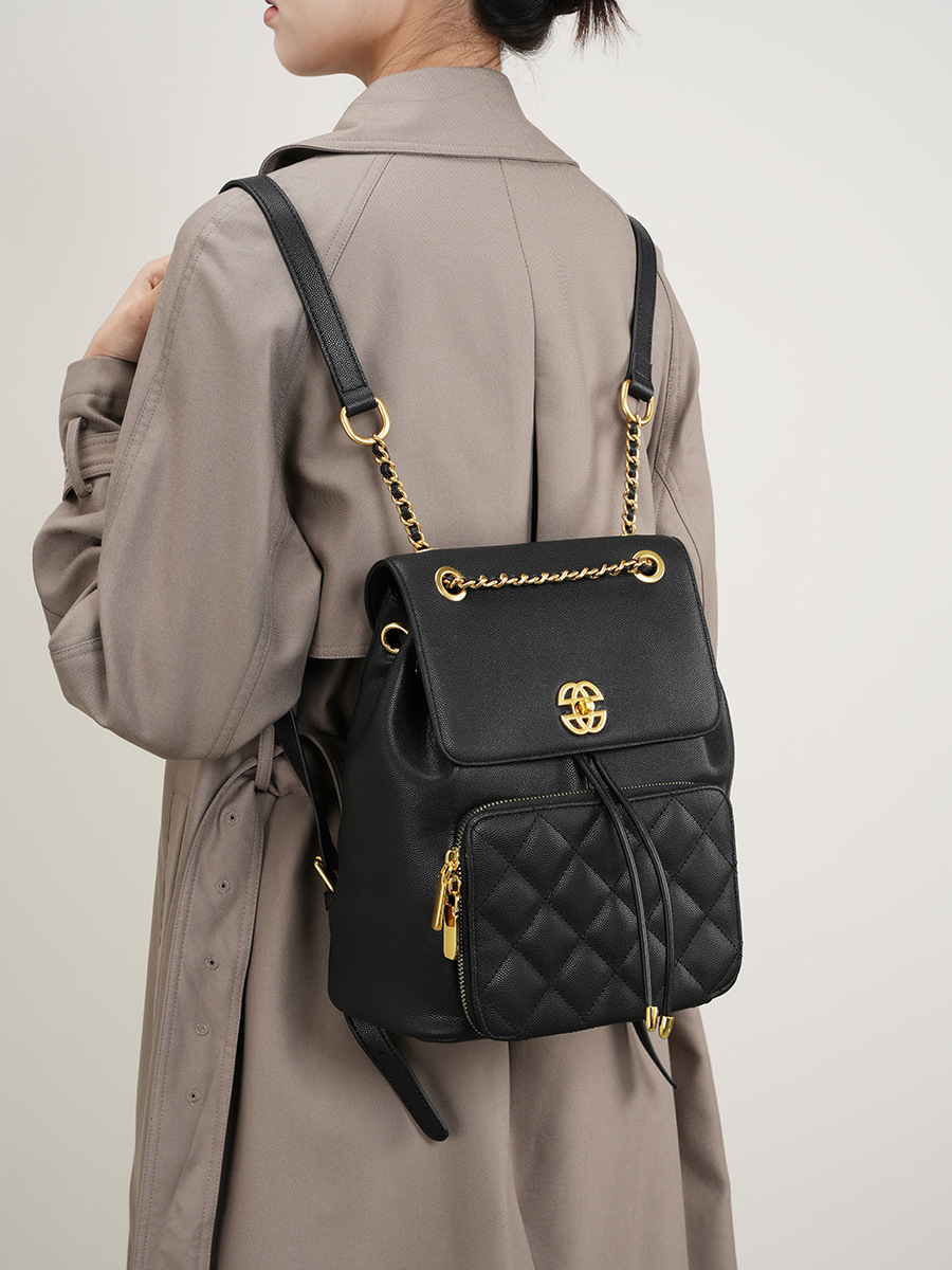 Quilted Chain Flap Backpack