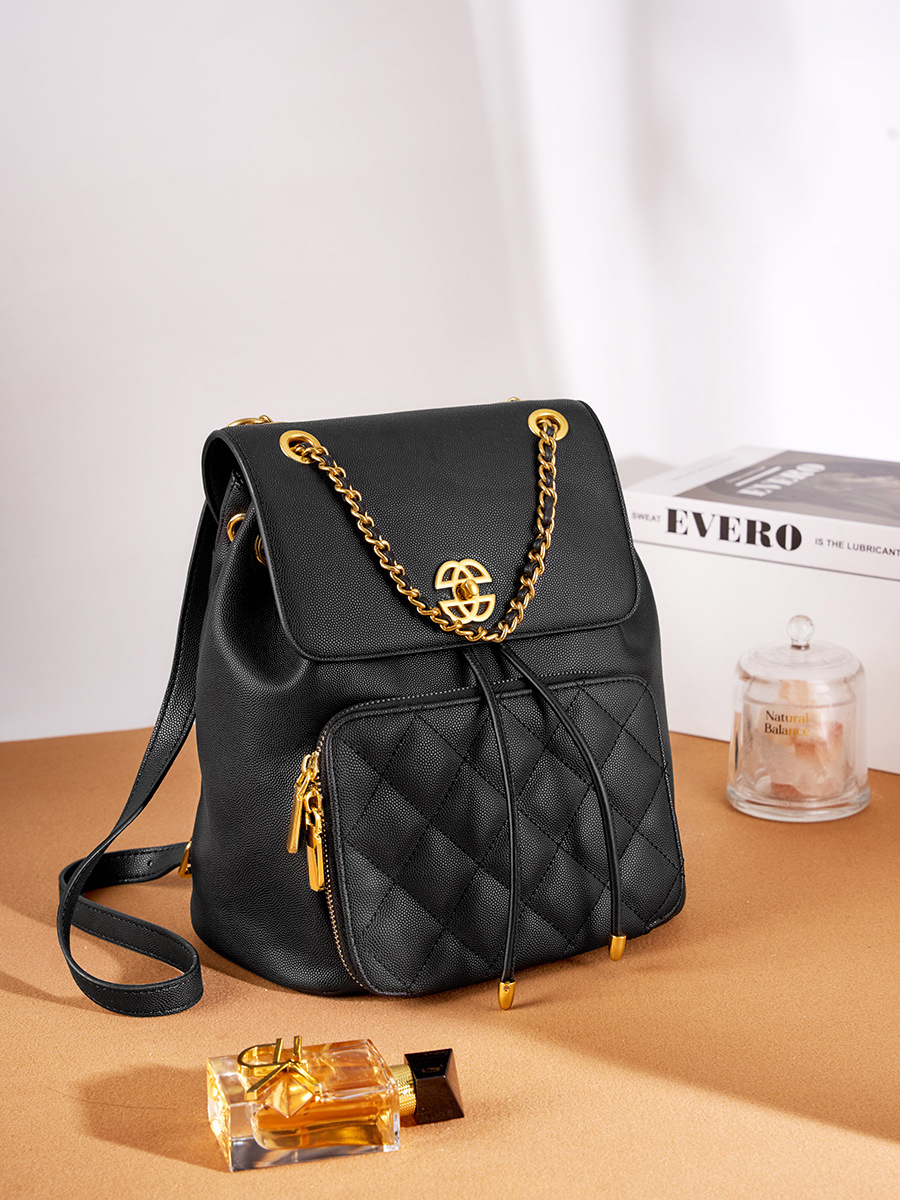 Quilted Chain Flap Backpack