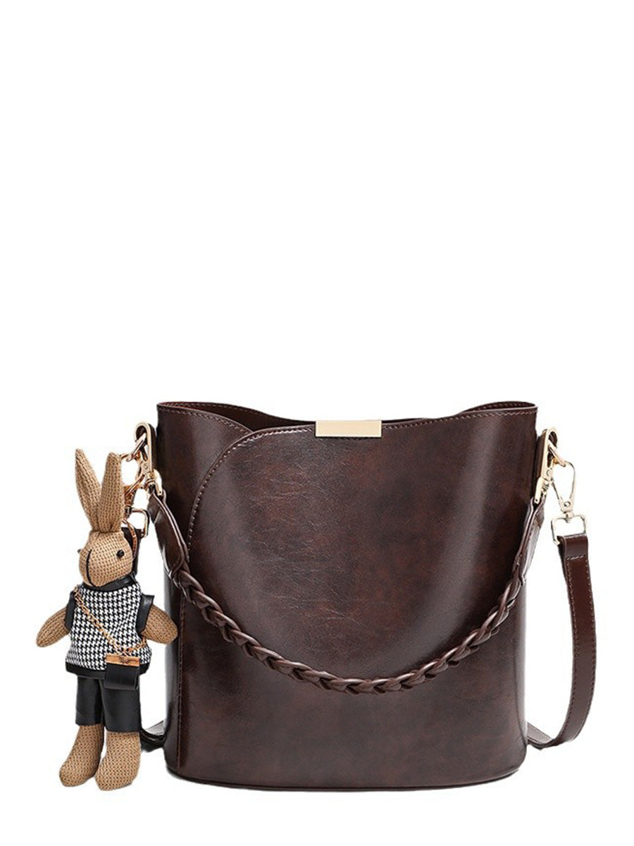 Retro Leather Bucket Bag