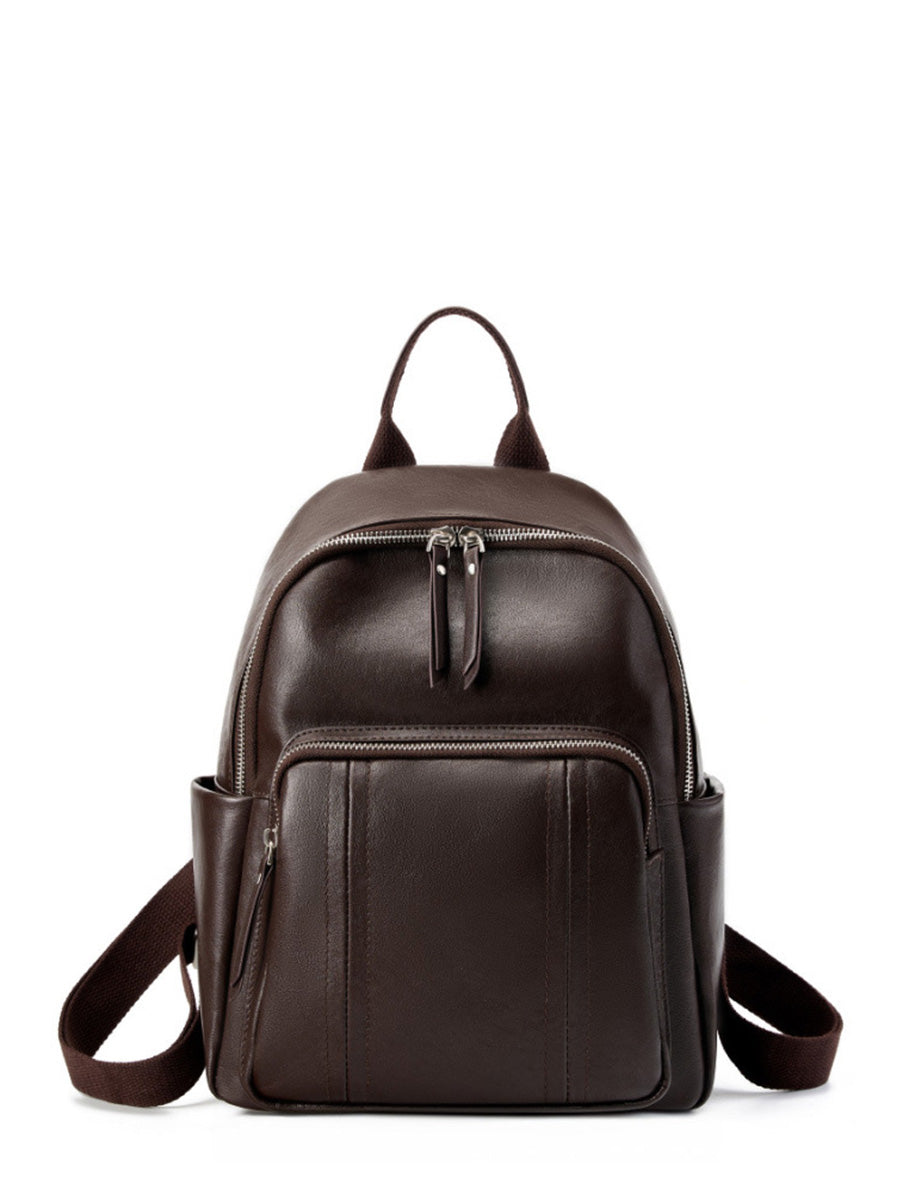 Smooth Leather Structured Backpack