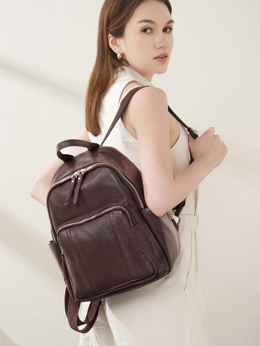 Smooth Leather Structured Backpack
