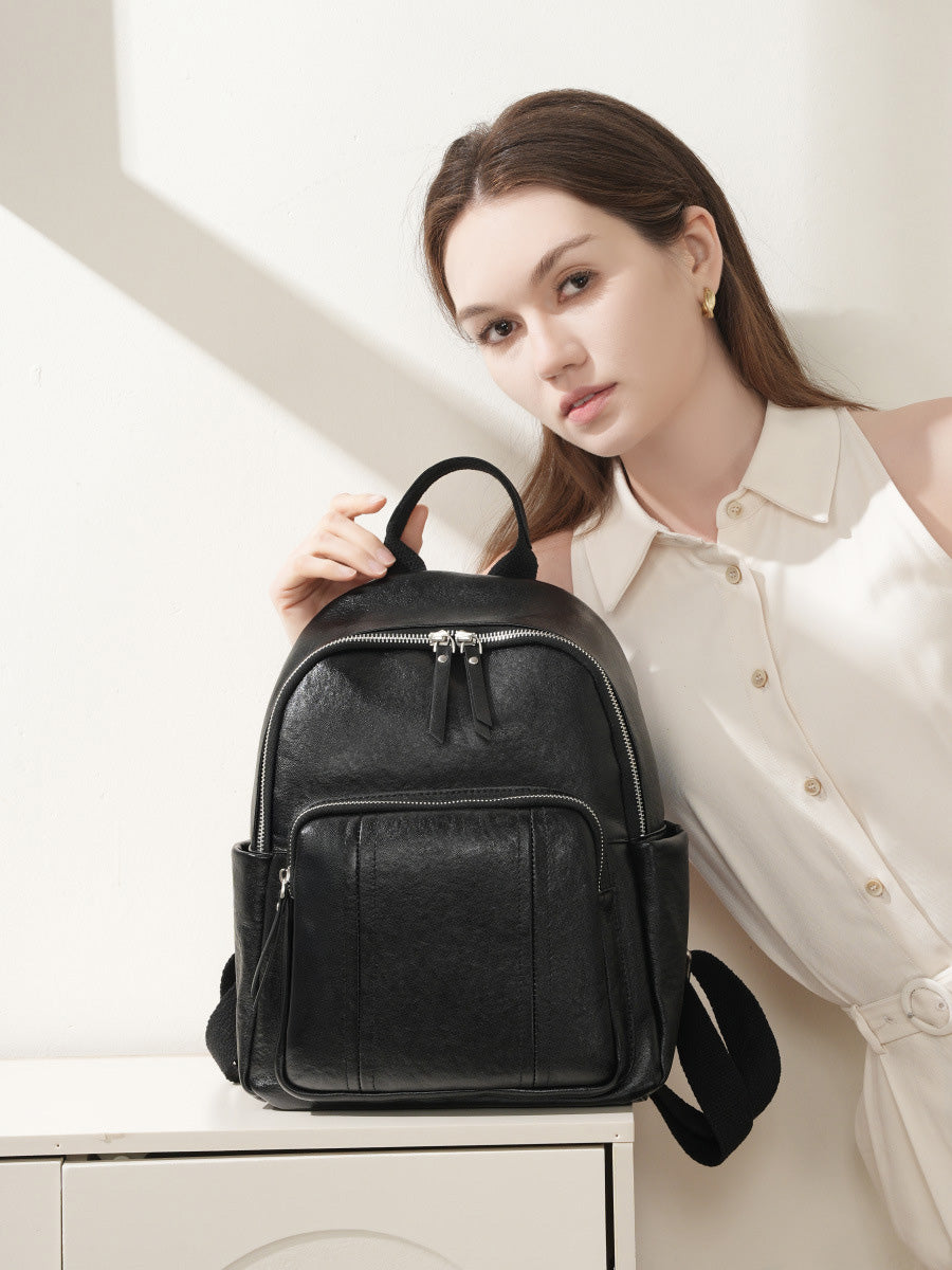 Smooth Leather Structured Backpack