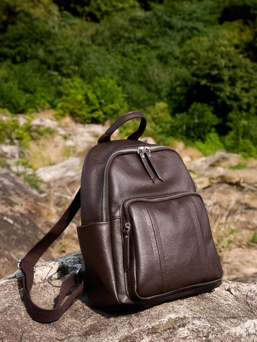 Smooth Leather Structured Backpack
