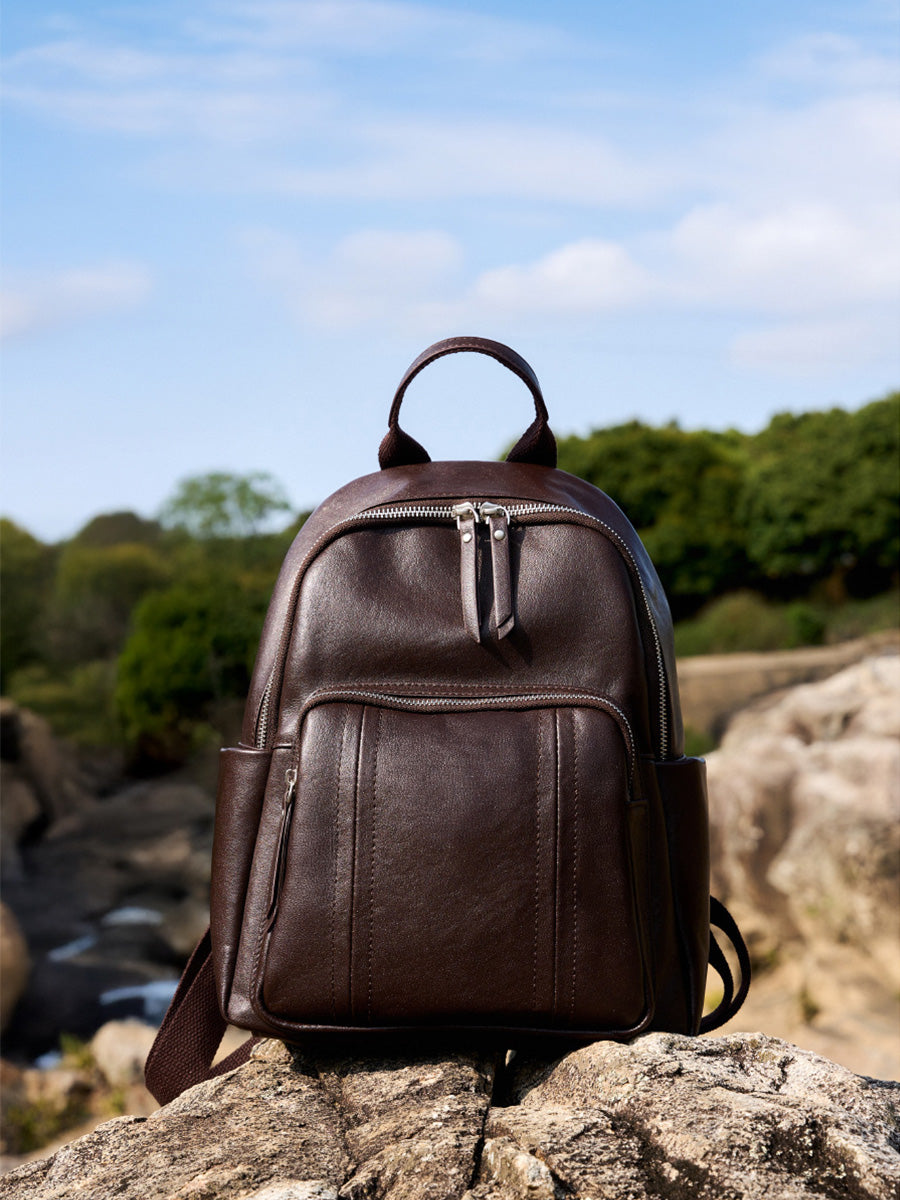 Smooth Leather Structured Backpack
