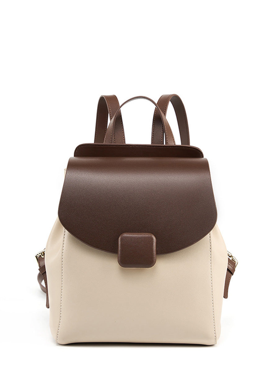 Two-Tone Flap Casual Backpack