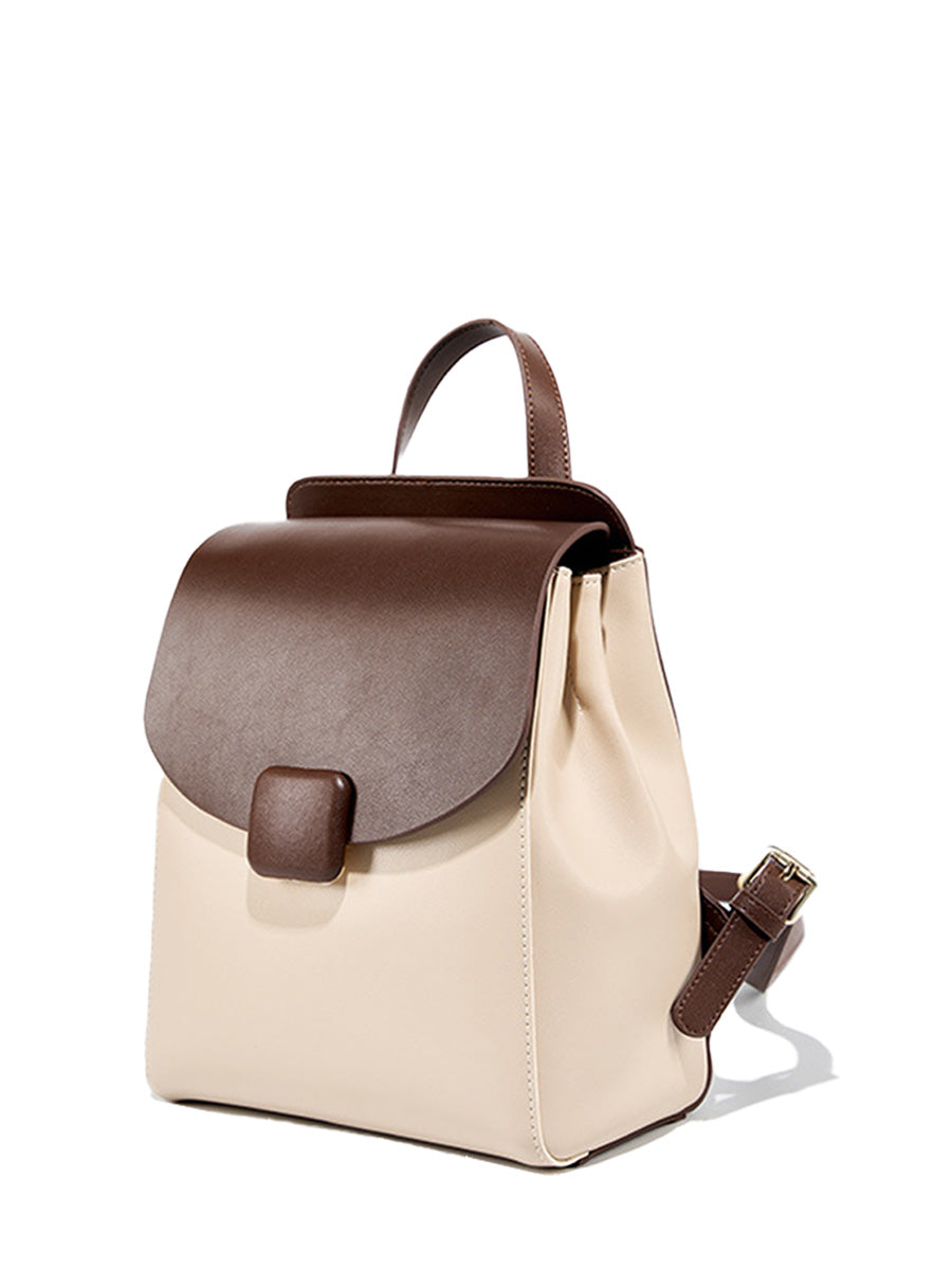 Two-Tone Flap Casual Backpack