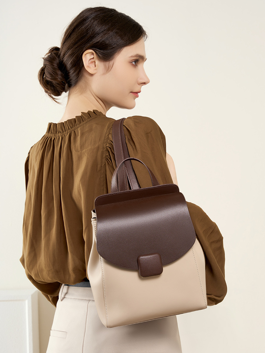 Two-Tone Flap Casual Backpack