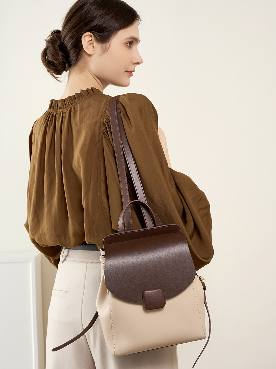 Two-Tone Flap Casual Backpack