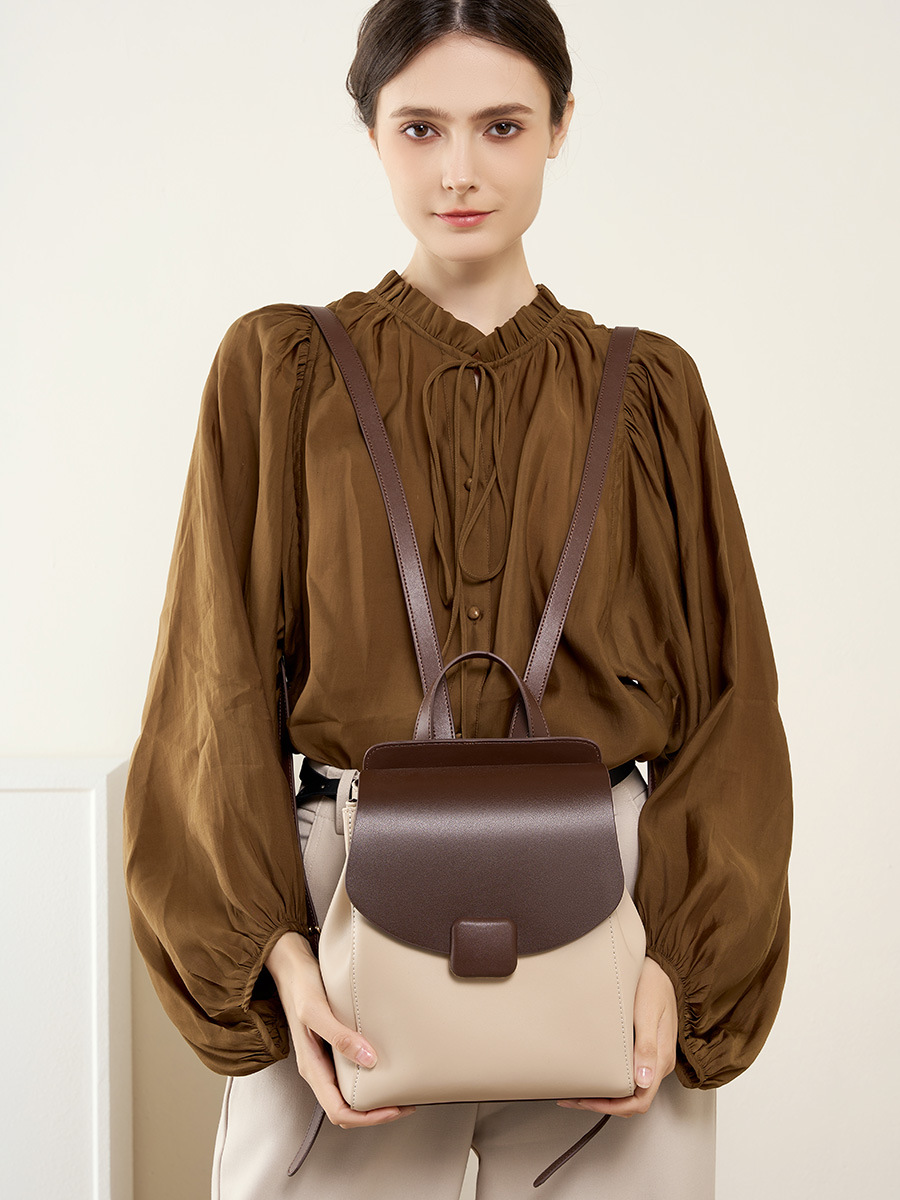 Two-Tone Flap Casual Backpack