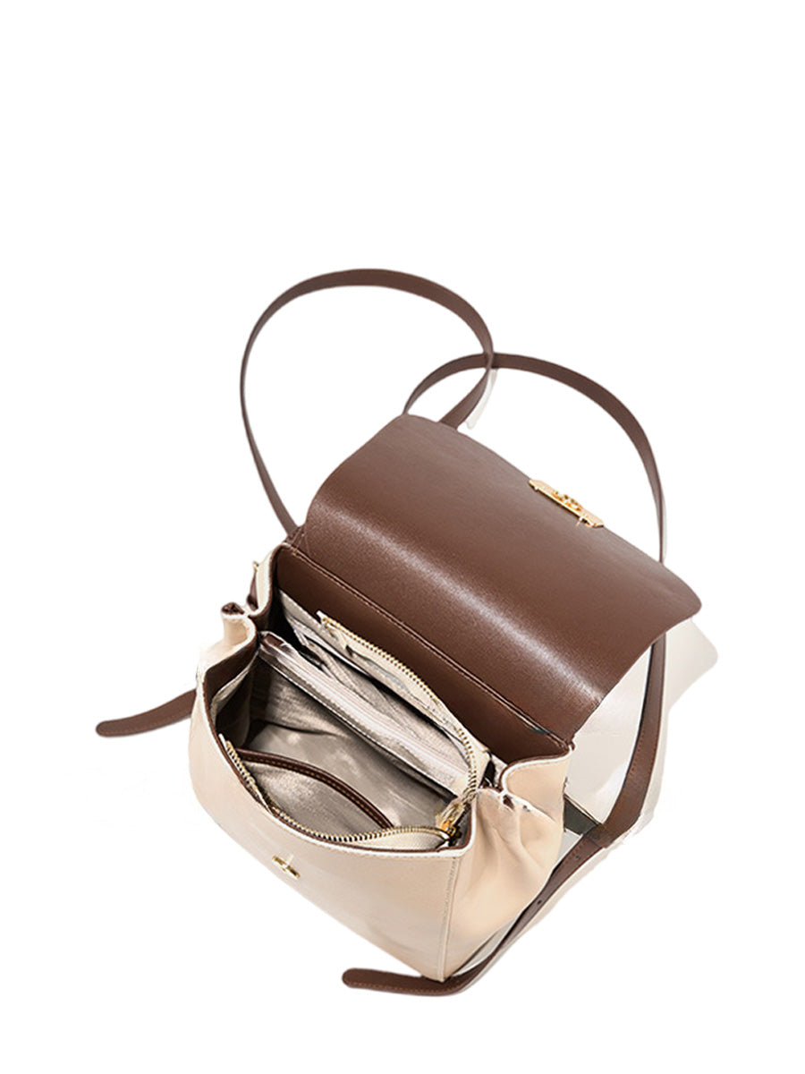 Two-Tone Flap Casual Backpack