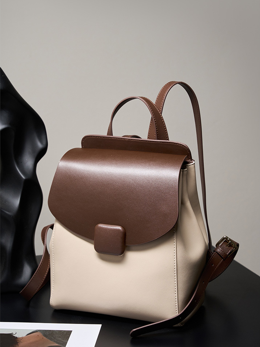 Two-Tone Flap Casual Backpack
