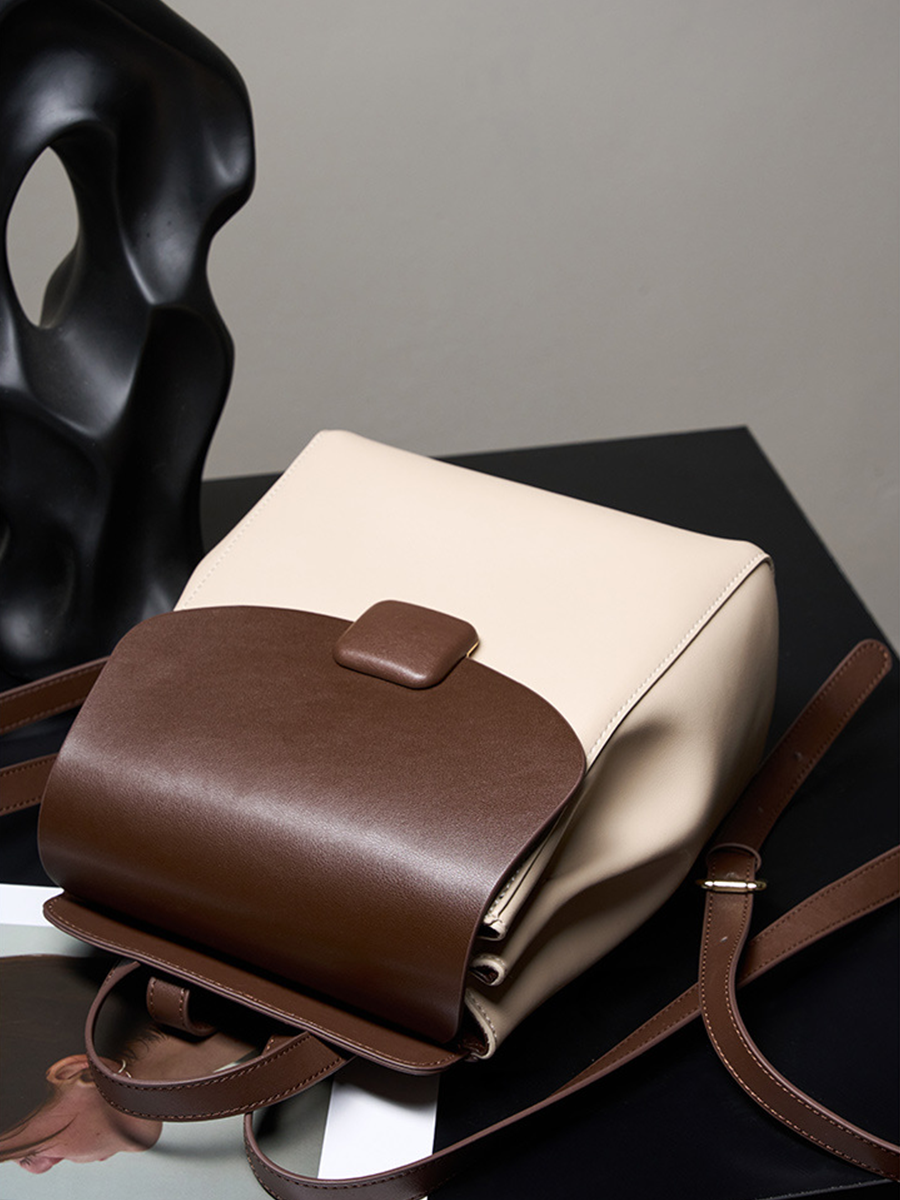 Two-Tone Flap Casual Backpack