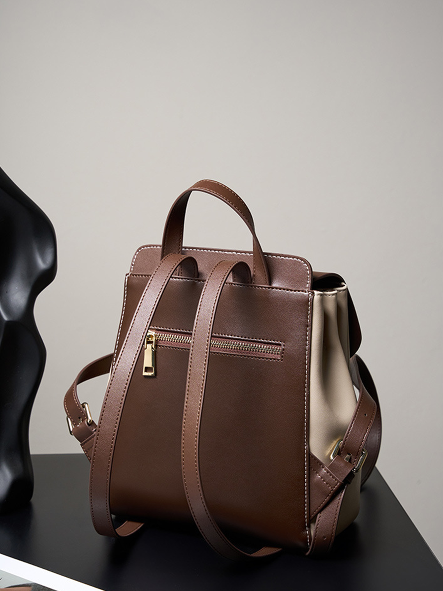 Two-Tone Flap Casual Backpack