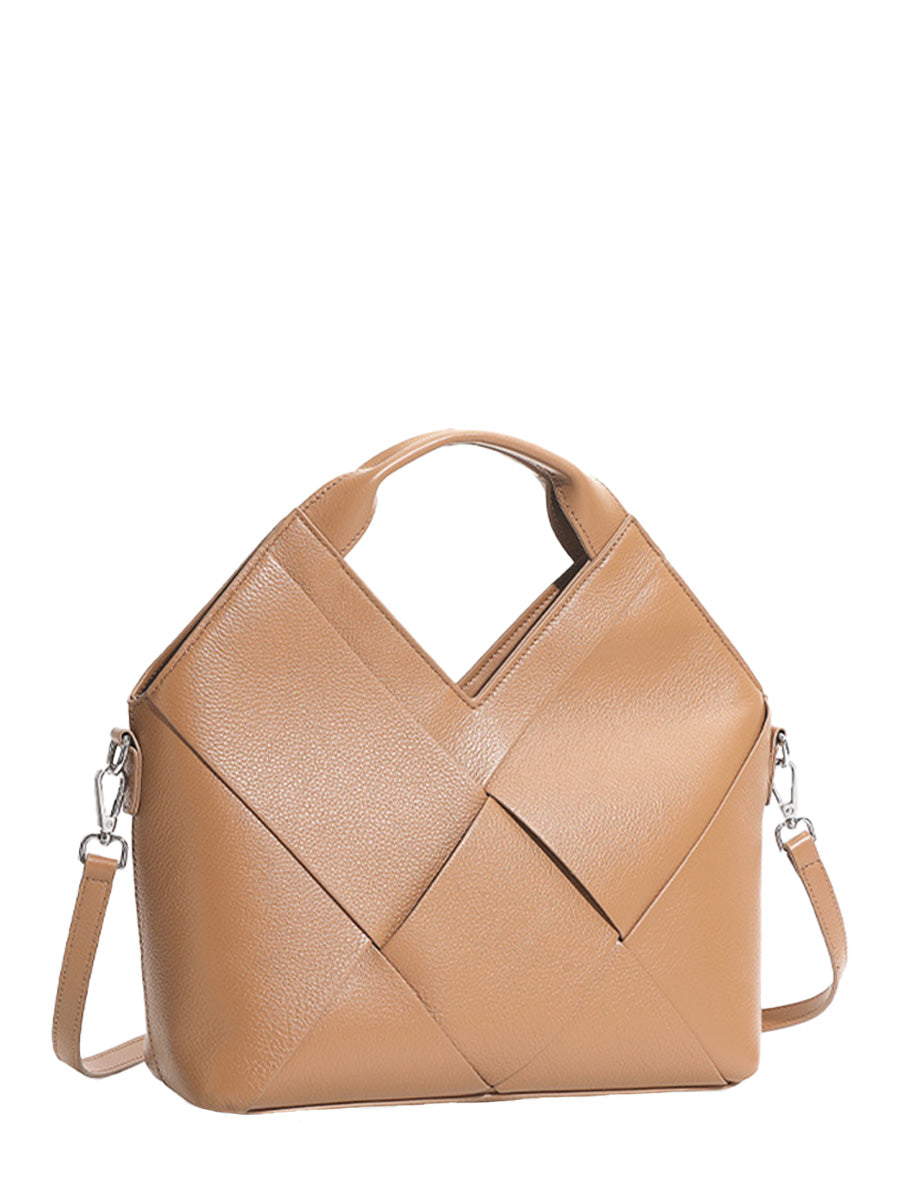 V-Shaped Woven Handbag