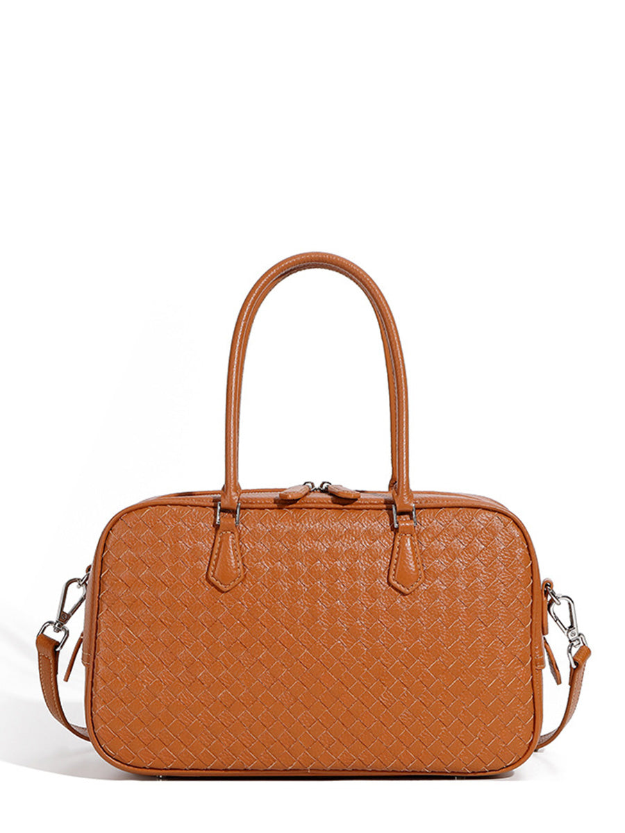 Woven Leather Commuter Tote
