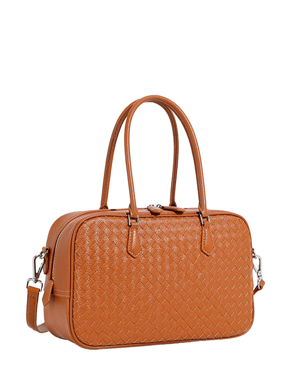 Woven Leather Commuter Tote